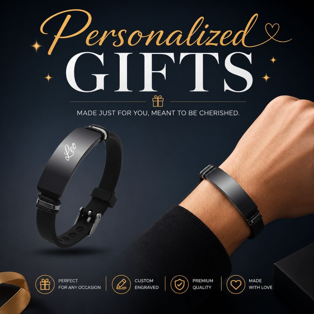 Personalized Silicone Bracelet with Custom Engraved Name