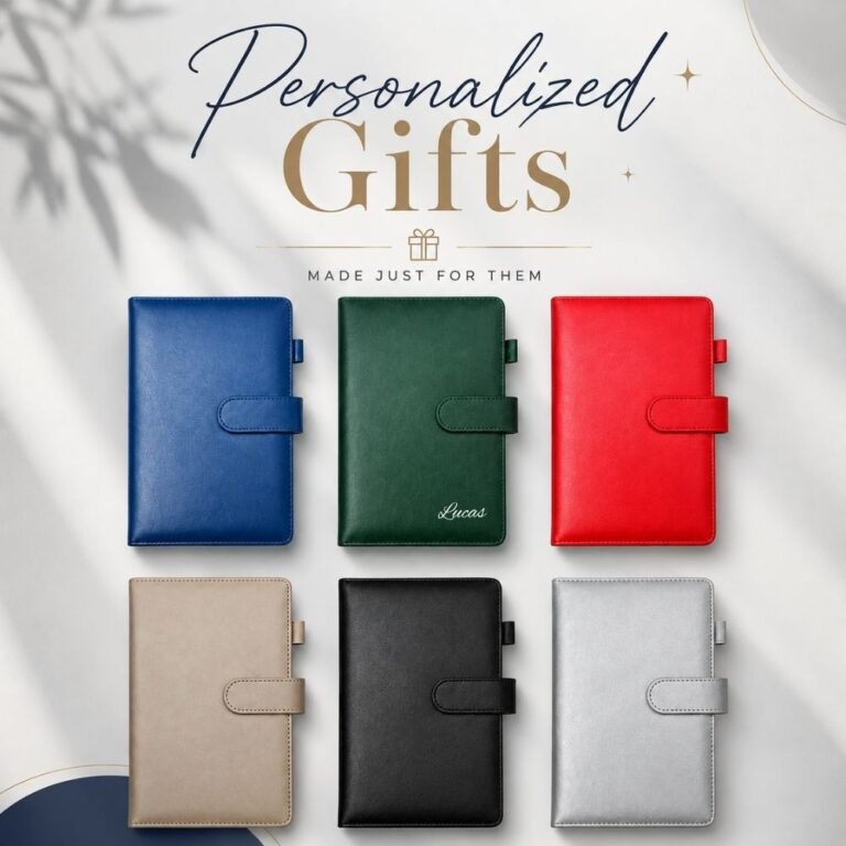 Personalized A5 notebook with custom name and simple packaging