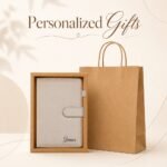 Personalized custom name leather notebook gift set with gift box and kraft paper bag