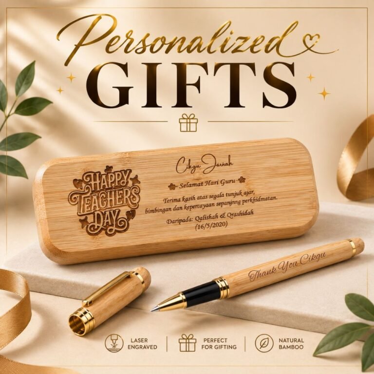 Custom Name Engraving on Personalized Bamboo Pen