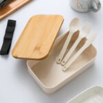 Personalized Bamboo Lunch Box with Cutlery Set - Image 3