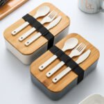 Personalized Bamboo Lunch Box with Cutlery Set - Image 2