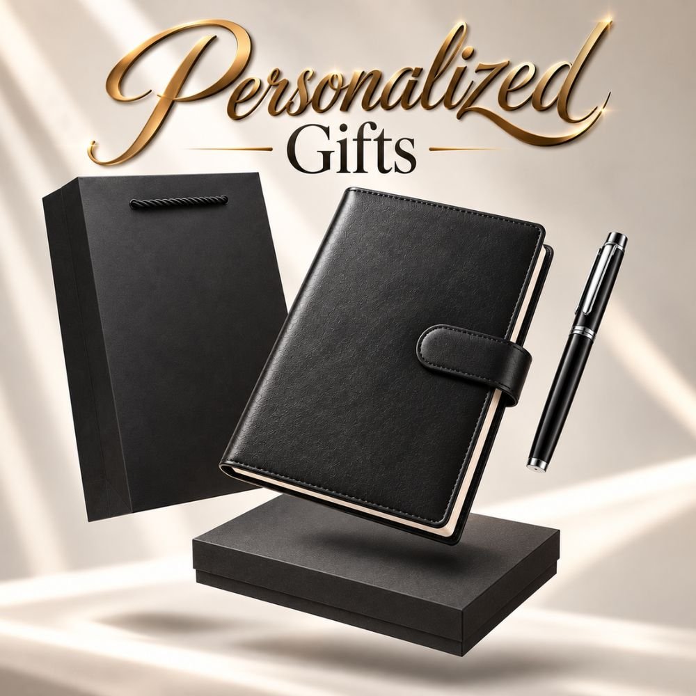 Personalized A5 Notebook & Pen Gift Set Custom Name - Image 1