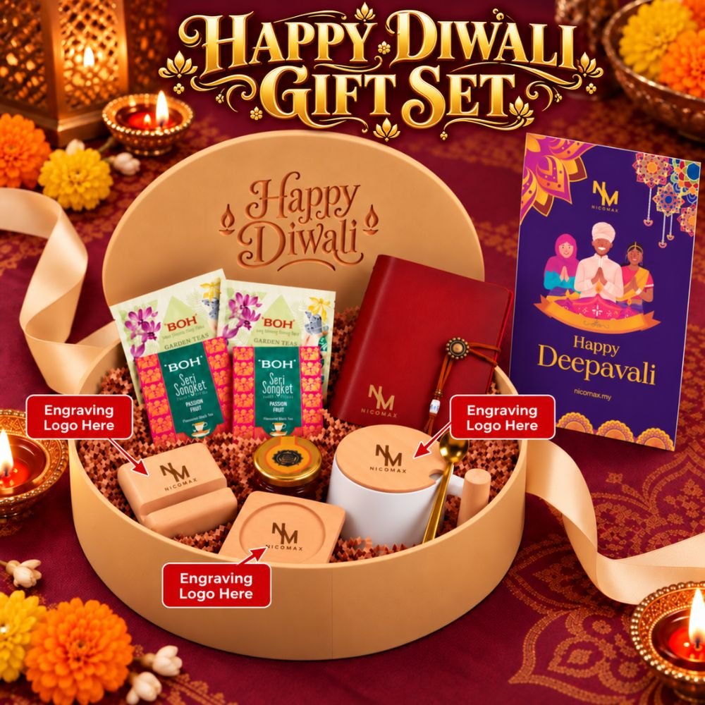 Custom Deepavali Gift Set with company logo and custom branding